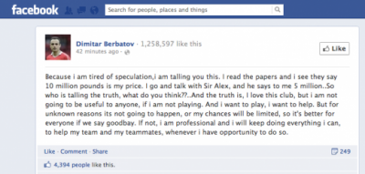 Berbatov s-a scos la vanzare